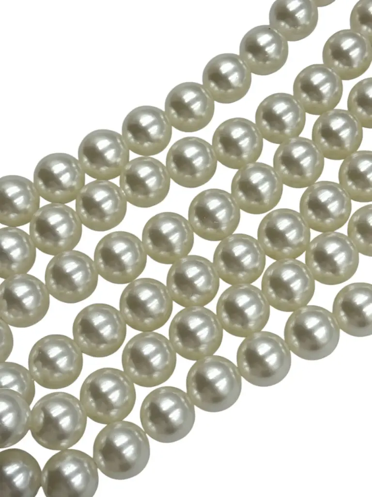 اللؤلؤ، اللون ابيض مائل للبيج، مقاس 18ملم، 3 عقد