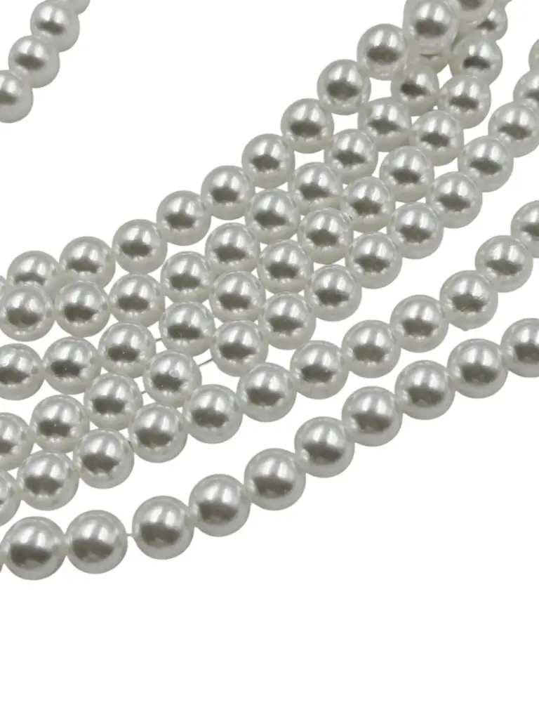 اللؤلؤ، اللون ابيض مائل للبيج، مقاس 8ملم، 10 عقد