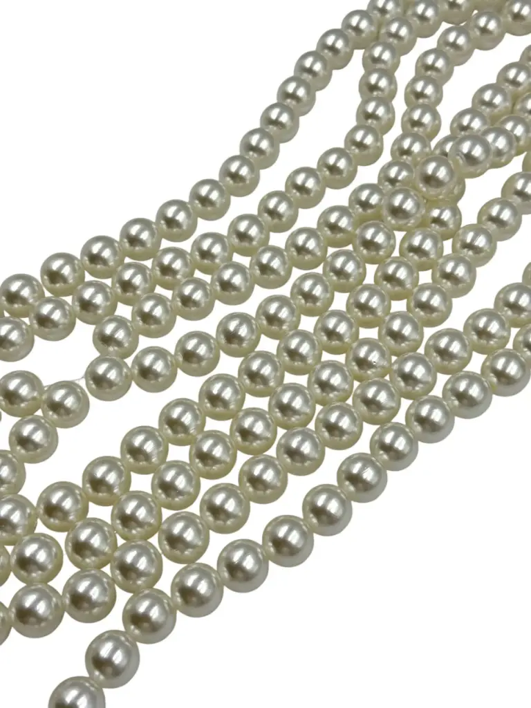 اللؤلؤ، اللون ابيض مائل للبيج، مقاس 14ملم، 4 عقد